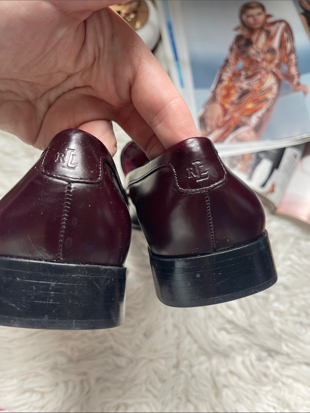 Lauren Ralph Lauren Women’s Dark Burgundy Leather Bit Loafers - Picture 5 of 8
